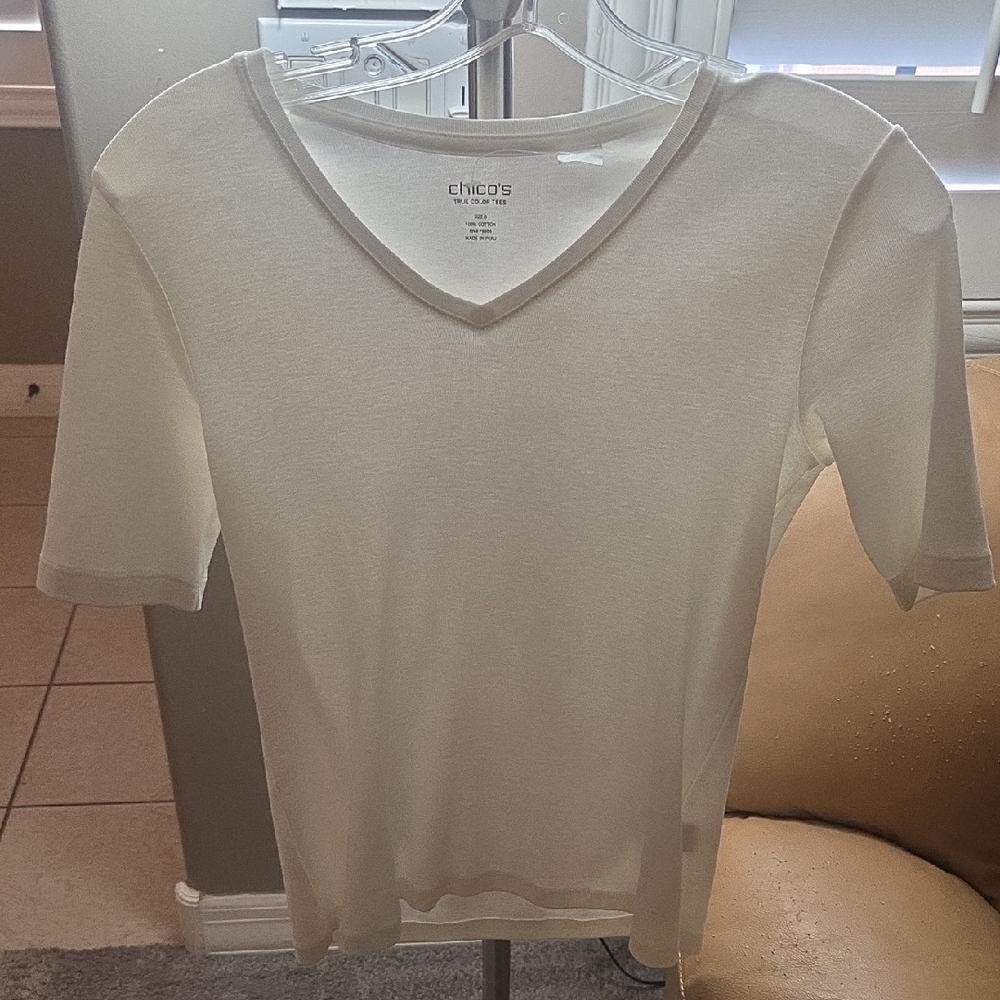 Chico's Soft Cream V-Neck Tee